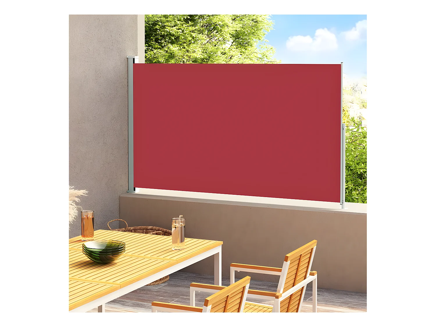 Toldo lateral retráctil de jardín rojo 180x300 cm