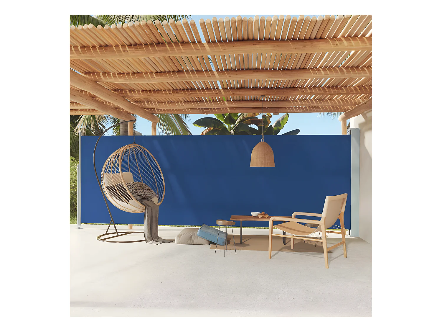 Auvent latéral rétractable de patio 180x600 cm Bleu