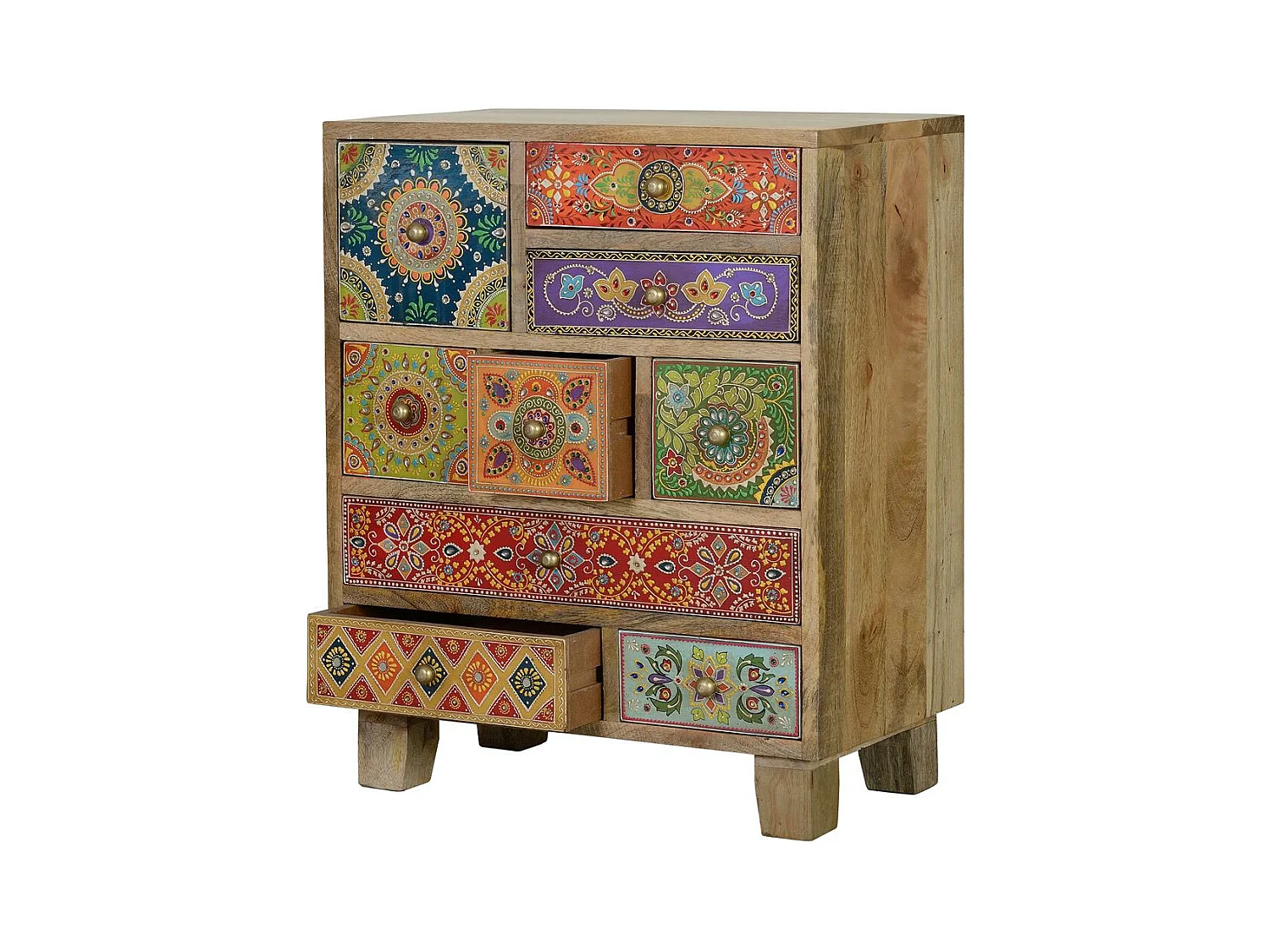 Tavolino da caffè in legno di mango multicolore dipinto a mano MULTICOLOR .63x30x52 Giner y Colomer