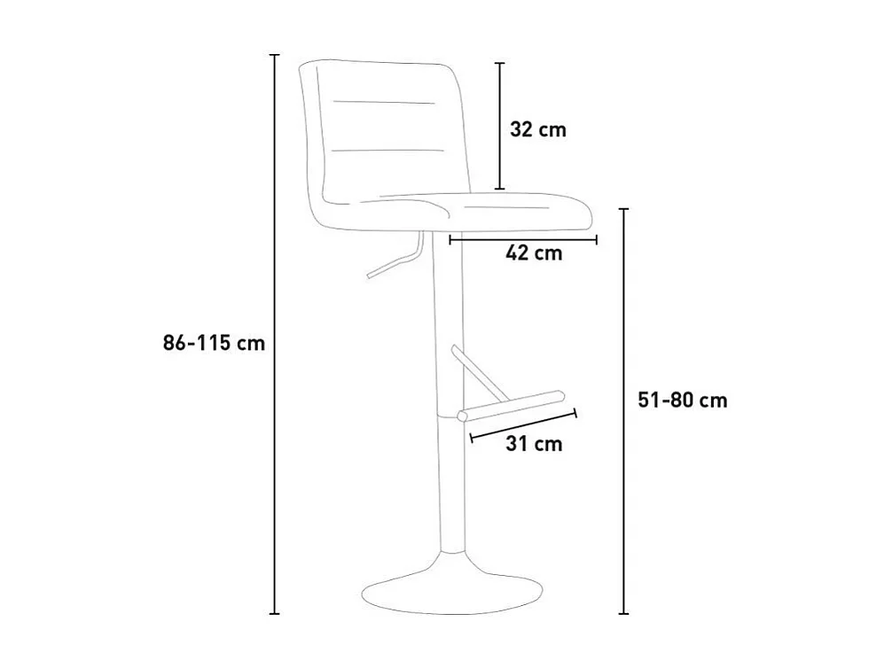 Taburete de bar de cocina giratorio acolchado ajustable de piel sintética Boca - Blanco