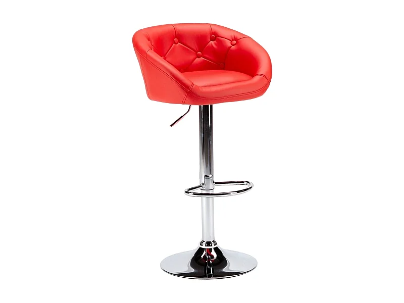 Taburete bar y cocina de cuero polipiel Chesterfield Diseño Tucson - Rojo
