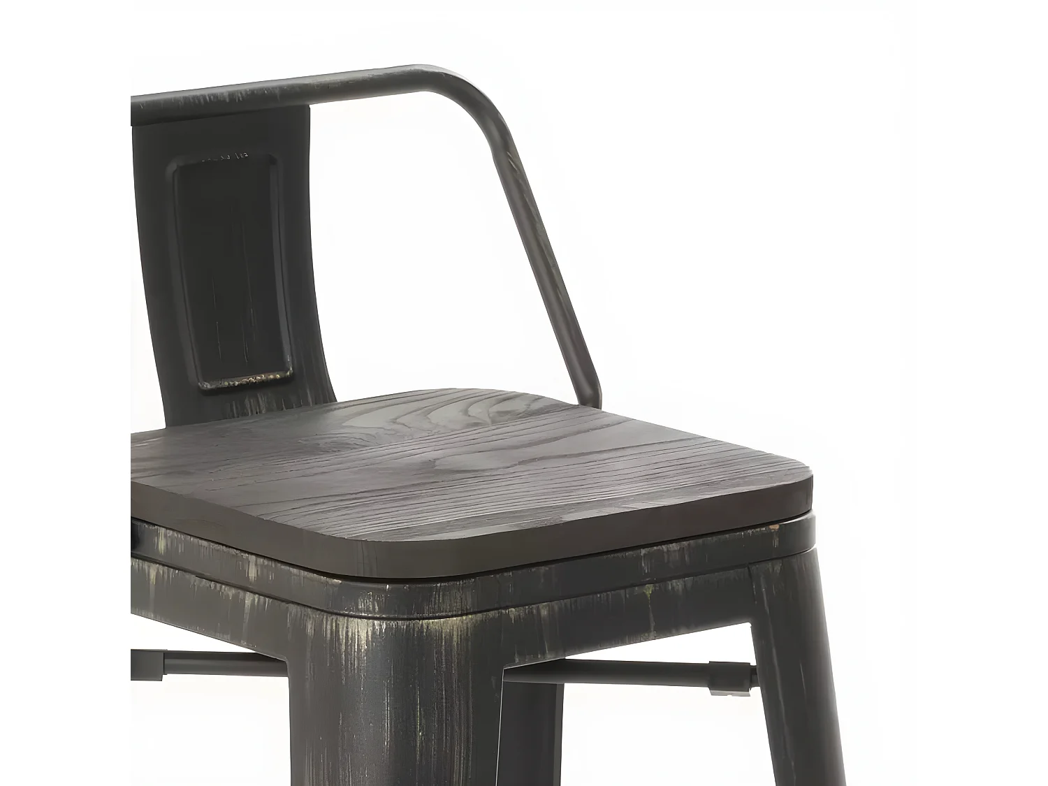 taburete de diseño industrial de metal y madera estilo vintage brush top - Wenge