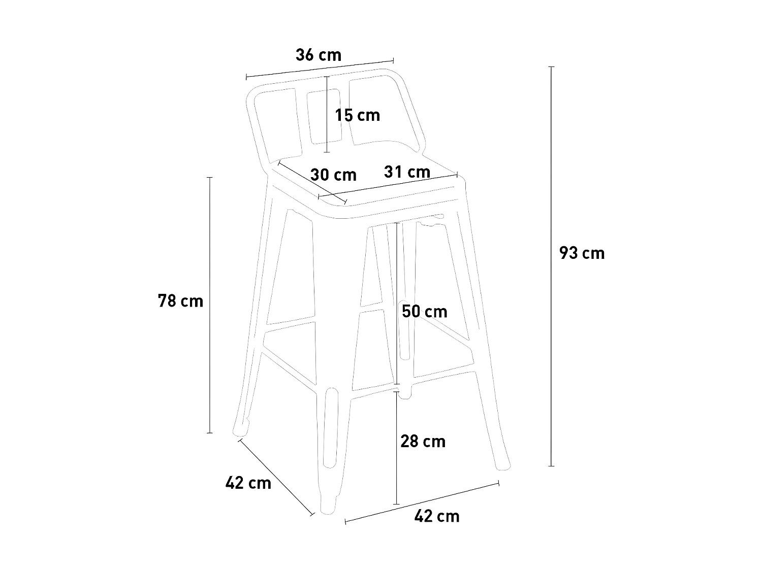 taburete de diseño industrial de metal y madera estilo vintage brush top - Wenge