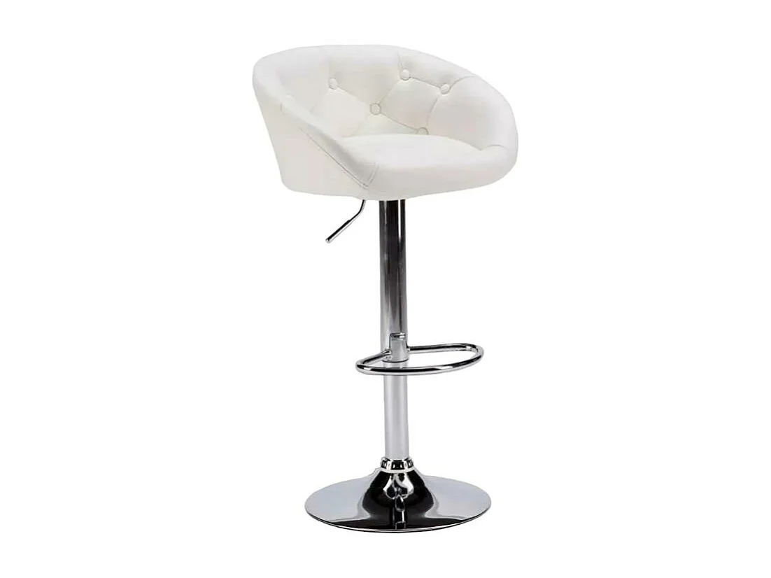 Taburete bar y cocina de cuero polipiel Chesterfield Diseño Tucson - Blanco