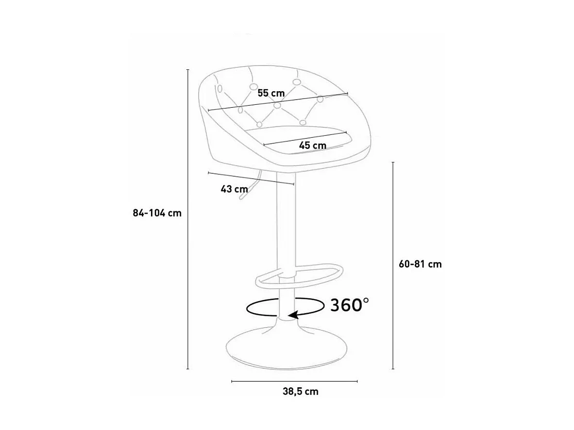 Taburete bar y cocina de cuero polipiel Chesterfield Diseño Tucson - Blanco