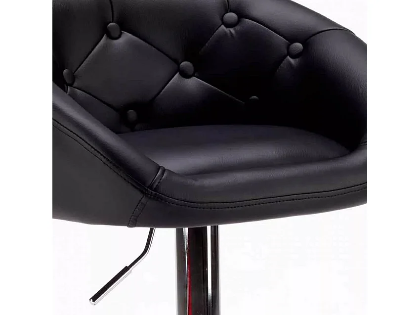 Taburete bar y cocina de cuero polipiel Chesterfield Diseño Tucson - Negro