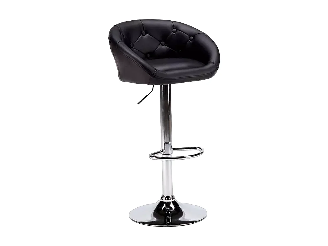 Taburete bar y cocina de cuero polipiel Chesterfield Diseño Tucson - Negro