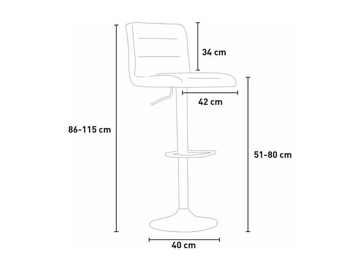 Taburete giratorio moderno de cuero sintético para barra de cocina Pomona - Negro