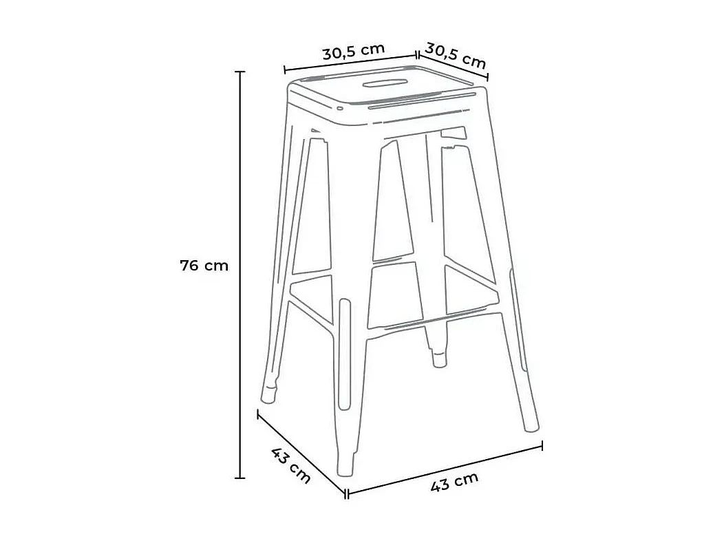 Barhocker 76cm aus stahl metall für bar und küche Steel Up - Weiß