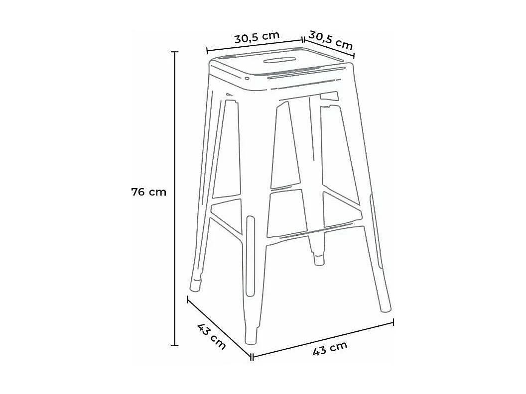Barhocker 76cm aus stahl metall für bar und küche Steel Up - Weiß