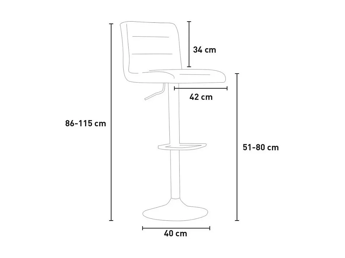 Taburete giratorio moderno de cuero sintético para barra de cocina Pomona - Gris
