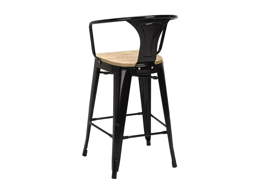 Hoher barhocker industrielles design bar küche Steel Wood Back Light - Schwarz