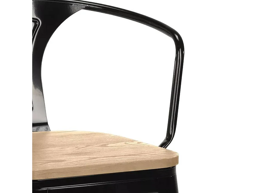 Hoher barhocker industrielles design bar küche Steel Wood Back Light - Schwarz