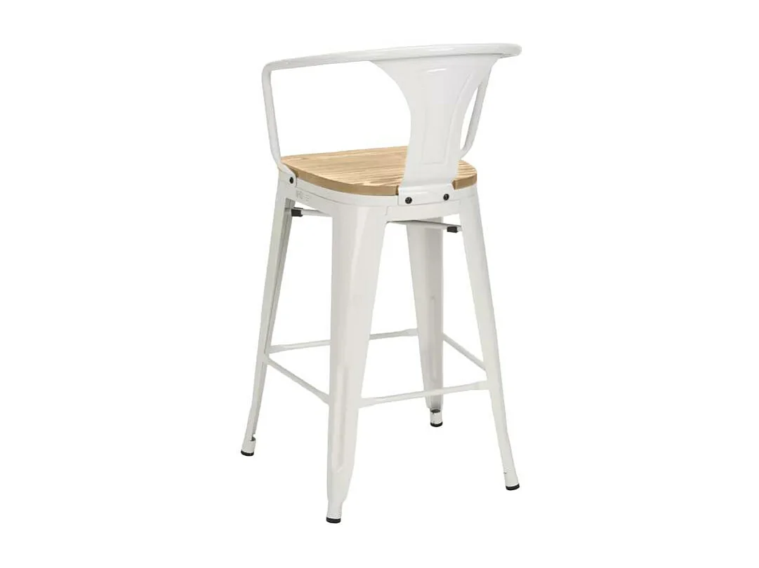 Hoher barhocker industrielles design bar küche Steel Wood Back Light - Weiß