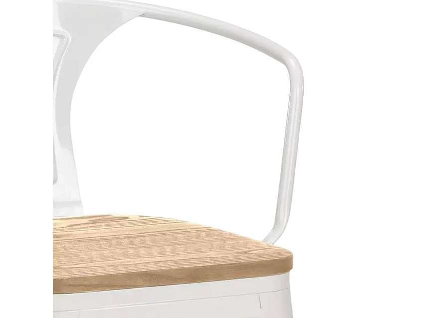 Hoher barhocker industrielles design bar küche Steel Wood Back Light - Weiß