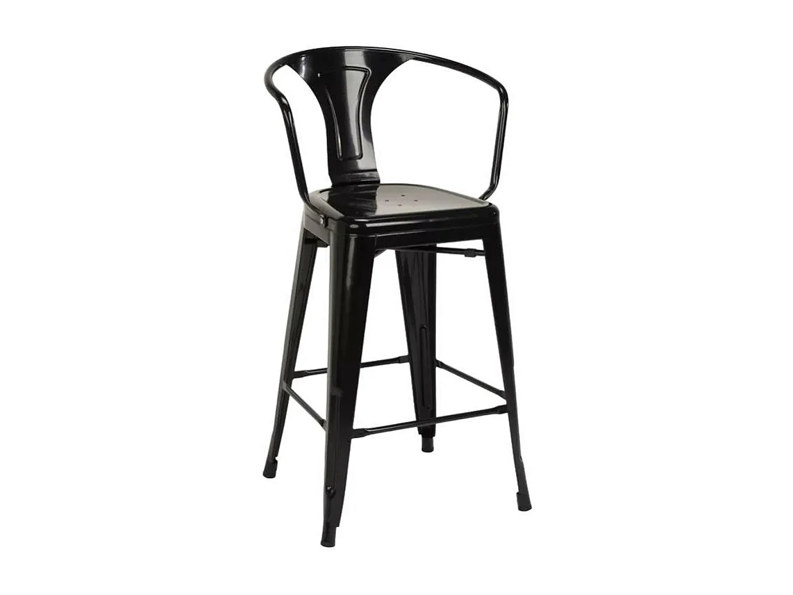 barhocker hocker mit metallrückenlehne und armlehnen im industriellen stil für bar- und küchen steel back - Schwarz
