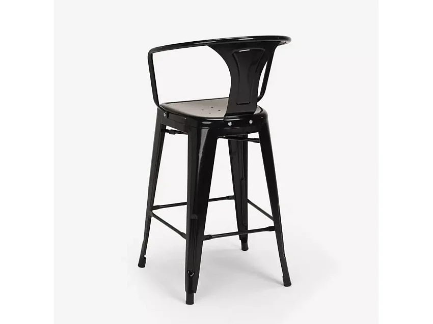 barhocker hocker mit metallrückenlehne und armlehnen im industriellen stil für bar- und küchen steel back - Schwarz