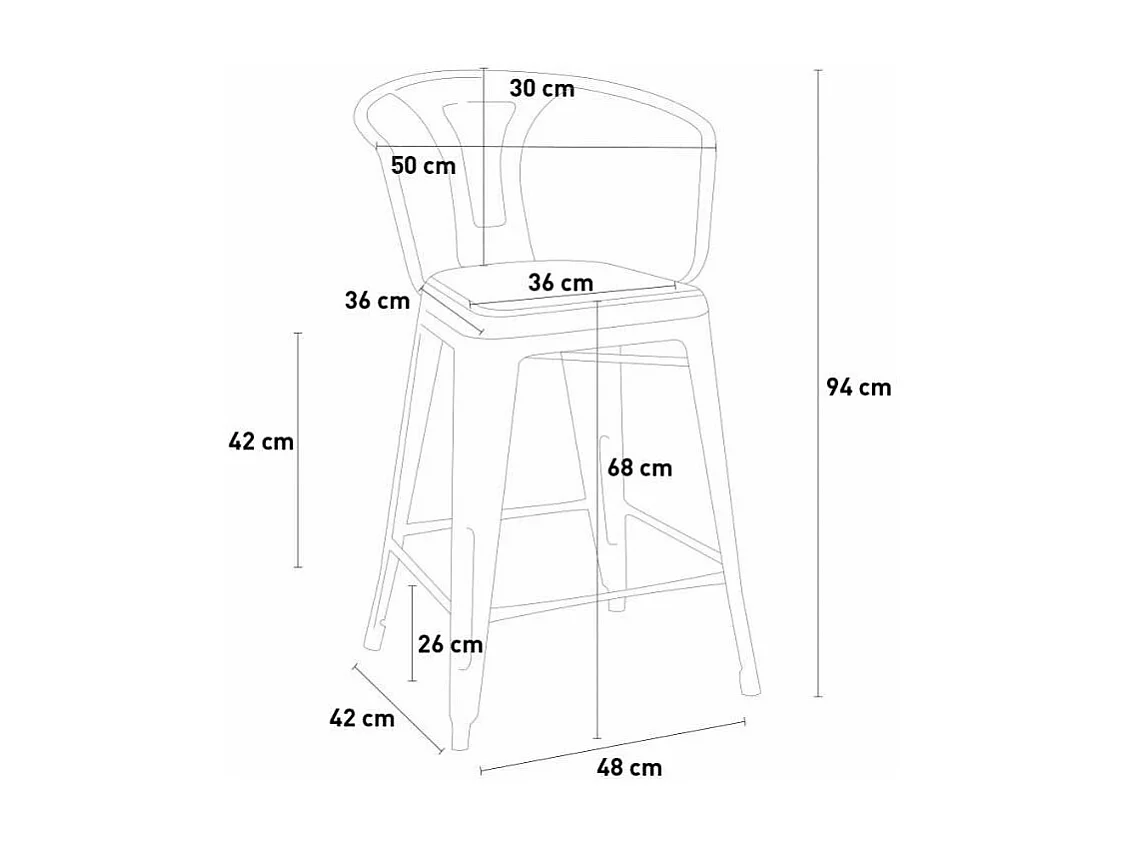 Barhocker aus stahl mit holzrückenlehne im industriestil Steel Wood Back - Hellblau