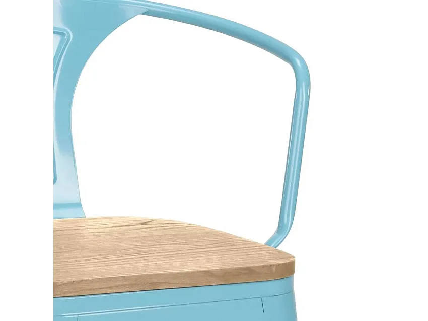 Hoher barhocker industrielles design bar küche Steel Wood Back Light - Hellblau