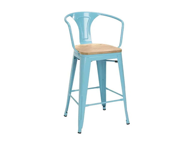 Hoher barhocker industrielles design bar küche Steel Wood Back Light - Hellblau