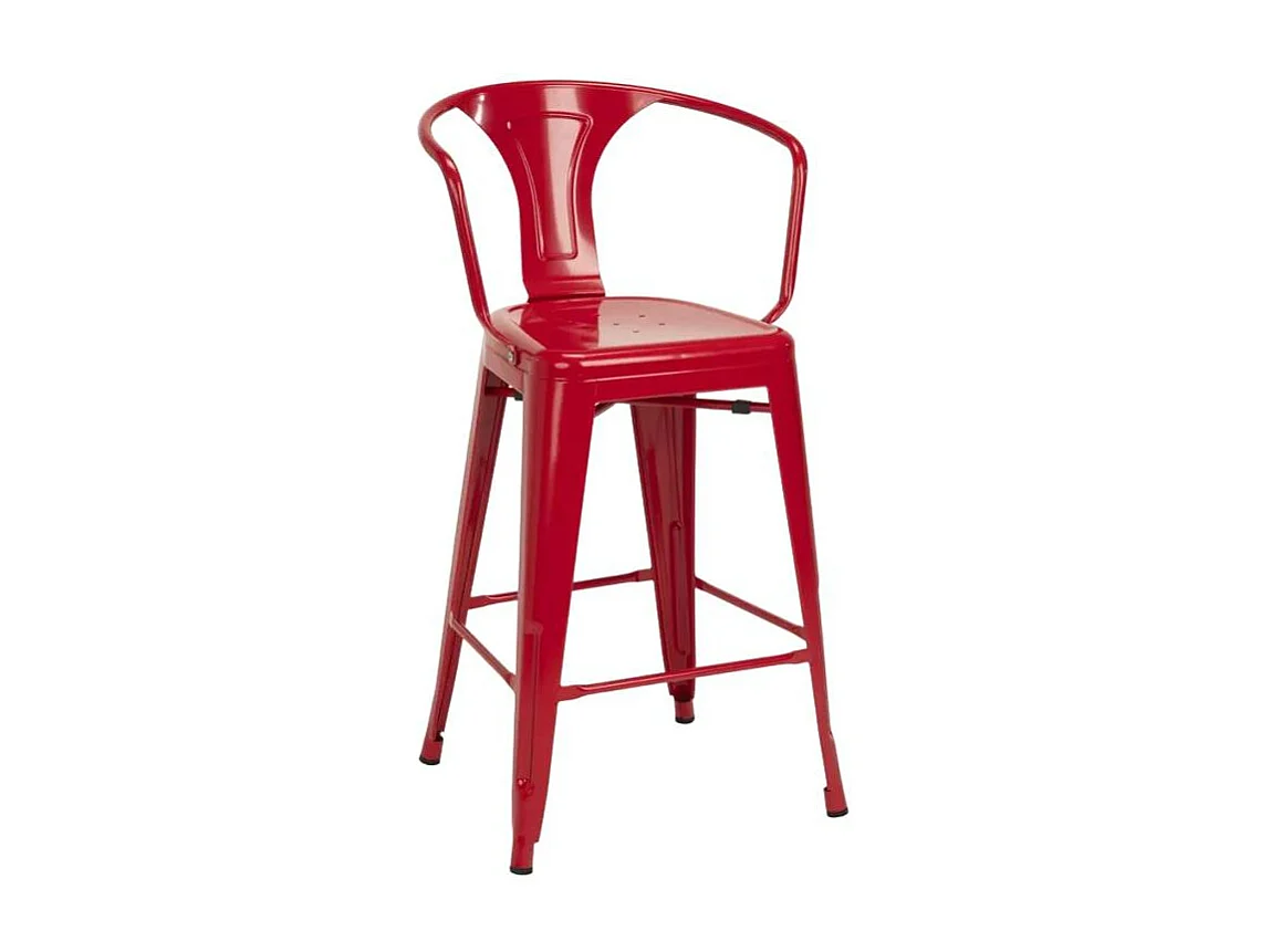 barhocker hocker mit metallrückenlehne und armlehnen im industriellen stil für bar- und küchen steel back - Rot