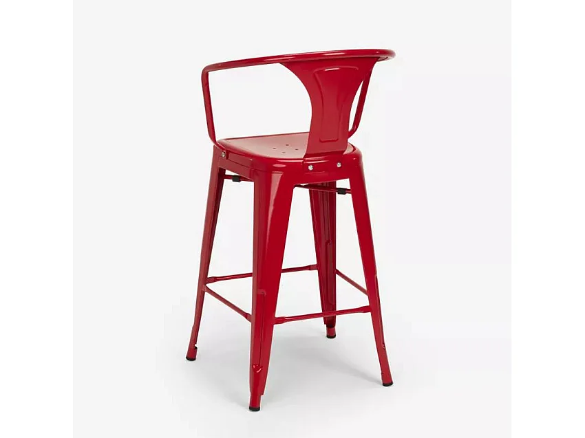 barhocker hocker mit metallrückenlehne und armlehnen im industriellen stil für bar- und küchen steel back - Rot