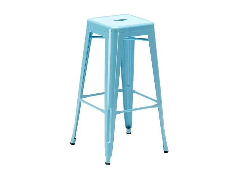 taburete de bar estilo industrial con reposapiés steel up - Azul