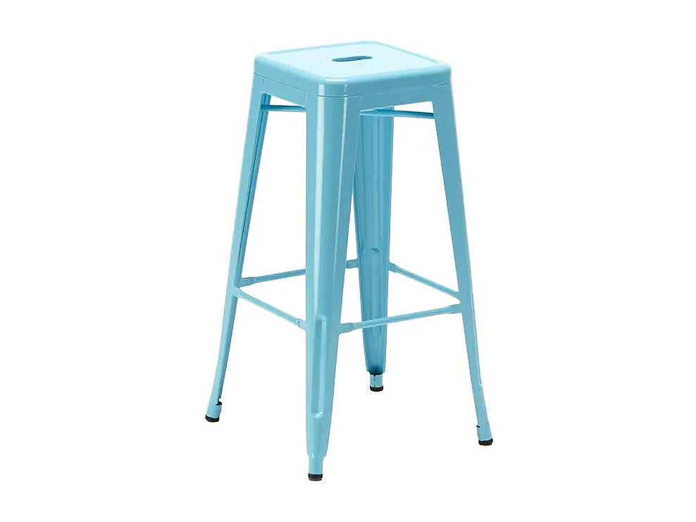 taburete de bar estilo industrial con reposapiés steel up - Azul