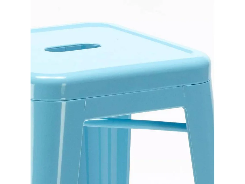taburete de bar estilo industrial con reposapiés steel up - Azul