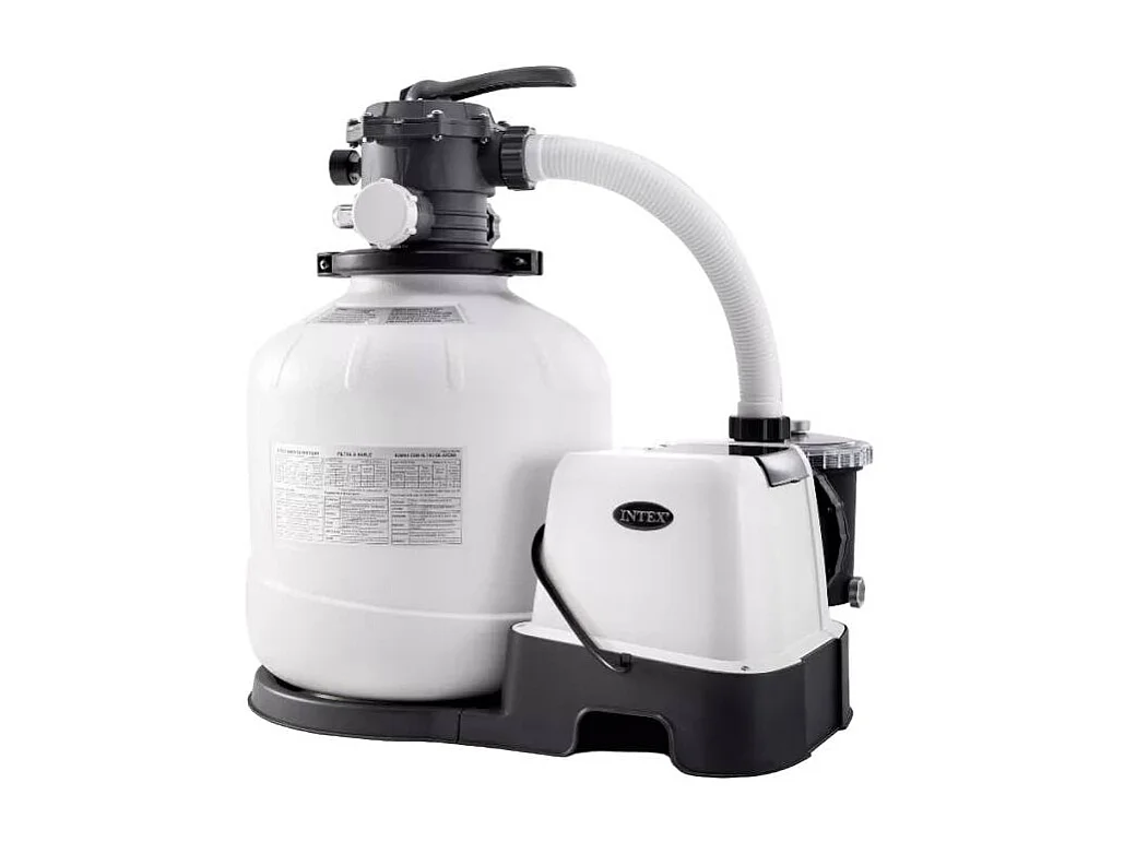 Pack piscina ultra XTR Intex 56368L + depuradora + escalera + clorador + cobertor + kit de mantenimiento + set voley gris 132x488x975 cm