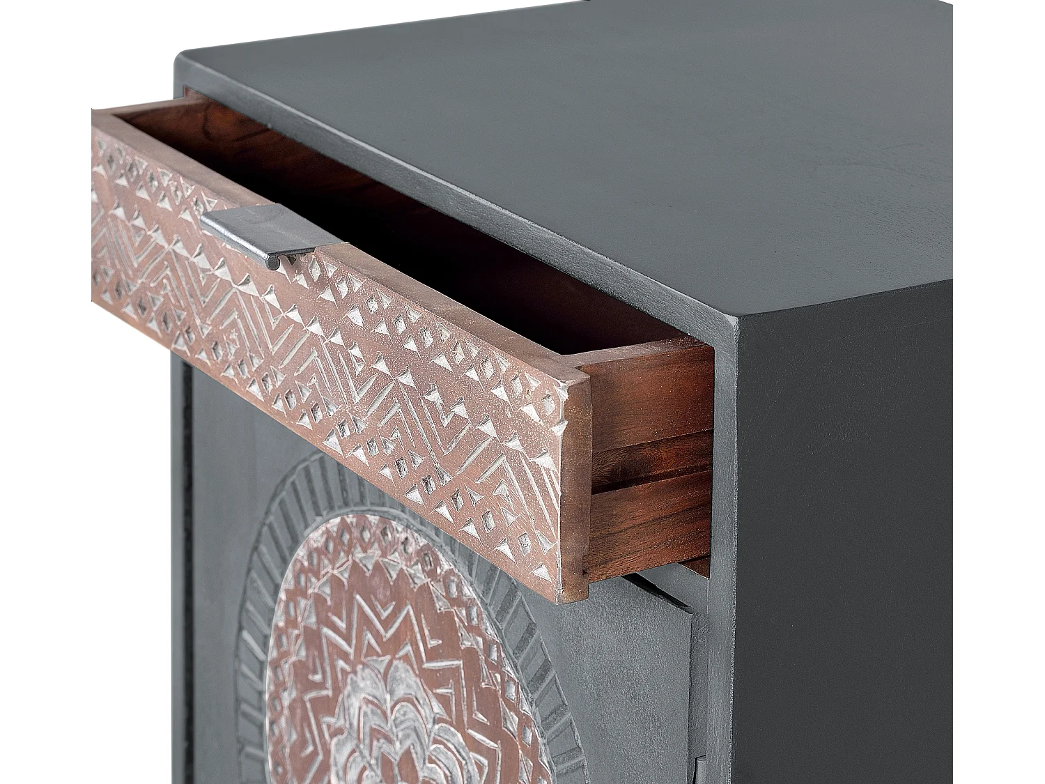 Mesa de centro de madeira de mangueira com pés de metal cinza e marrom Multicolor.Giner y Colomer.60x40x50