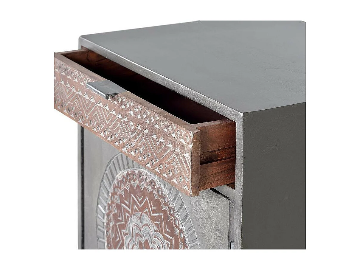 Mesa de centro de madeira de mangueira com pés de metal cinza e marrom Multicolor.Giner y Colomer.60x40x50