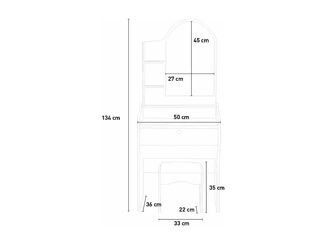 Schminktisch Schlafzimmer mit Spiegel und Hocker Flora