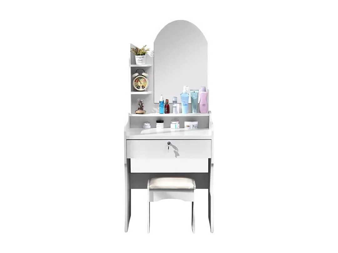 Tocador de Maquillaje con espejo y taburete para dormitorio Flora