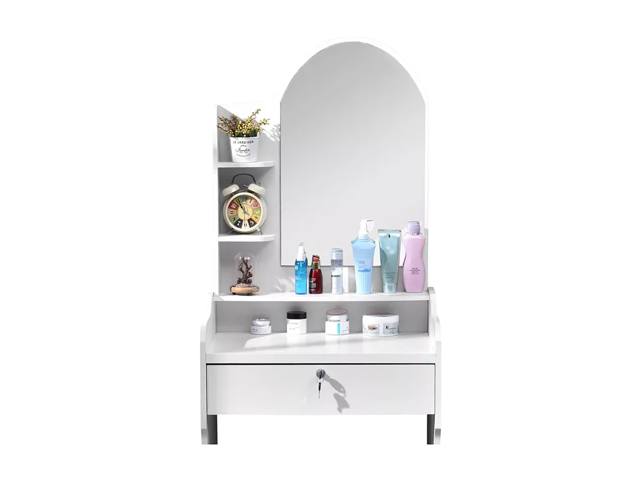 Tocador de Maquillaje con espejo y taburete para dormitorio Flora