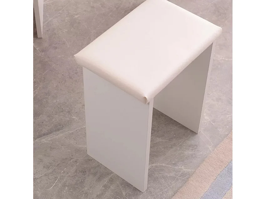Eck-Schminktisch 3-Spiegel LED Licht, Hocker und Schubladen Elettra