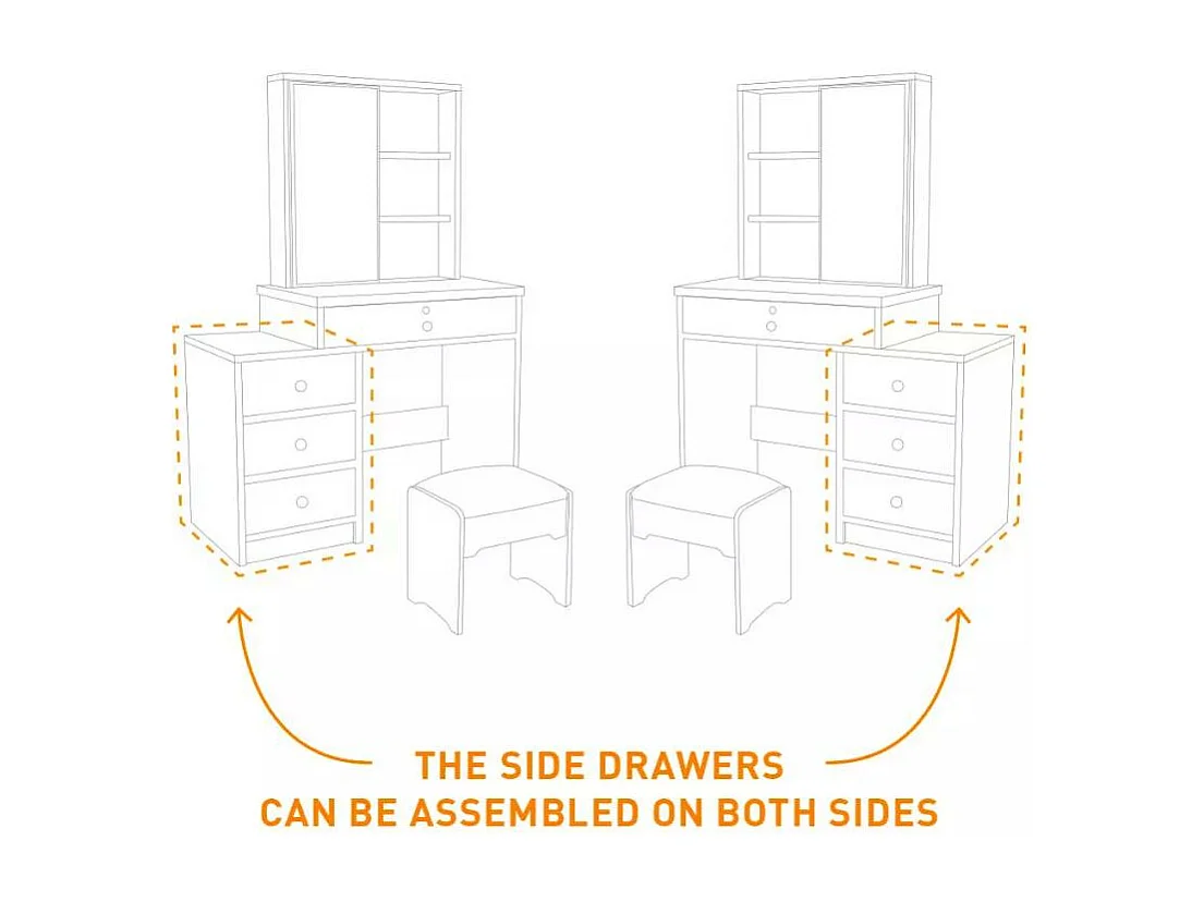 Postazione trucco con specchio scorrevole moderno Berry