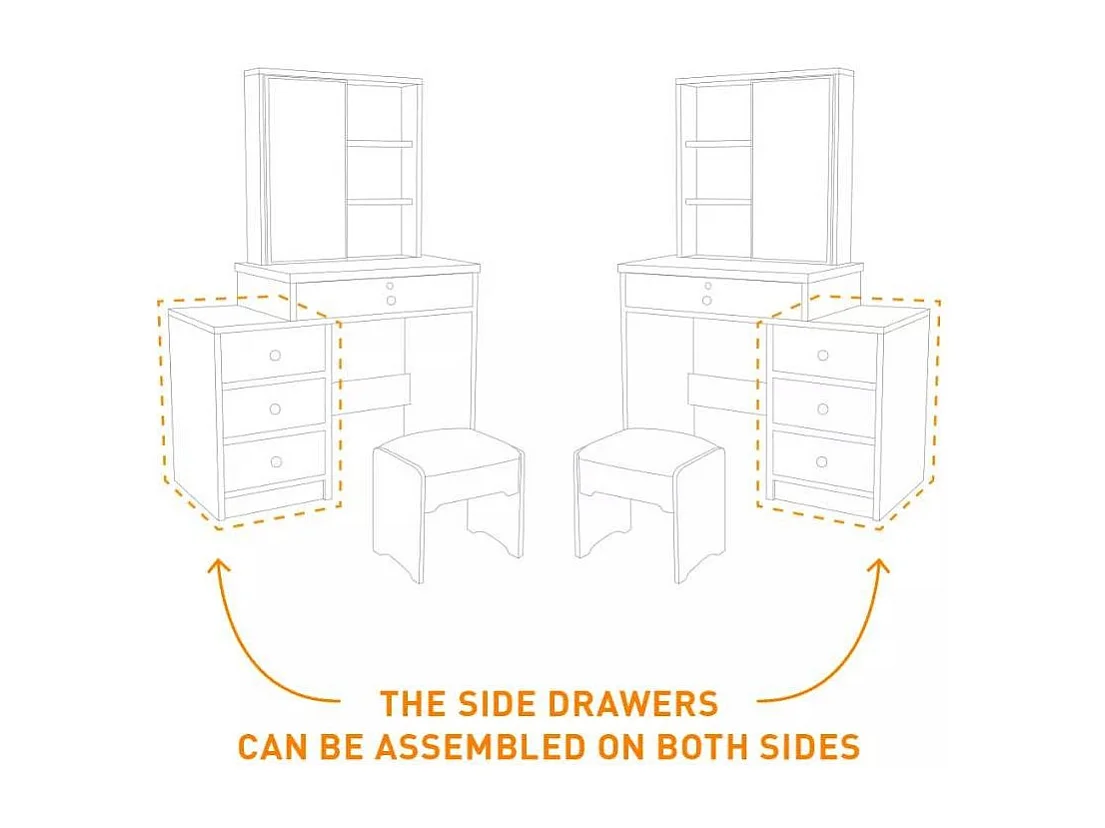 Postazione trucco con specchio scorrevole moderno Berry