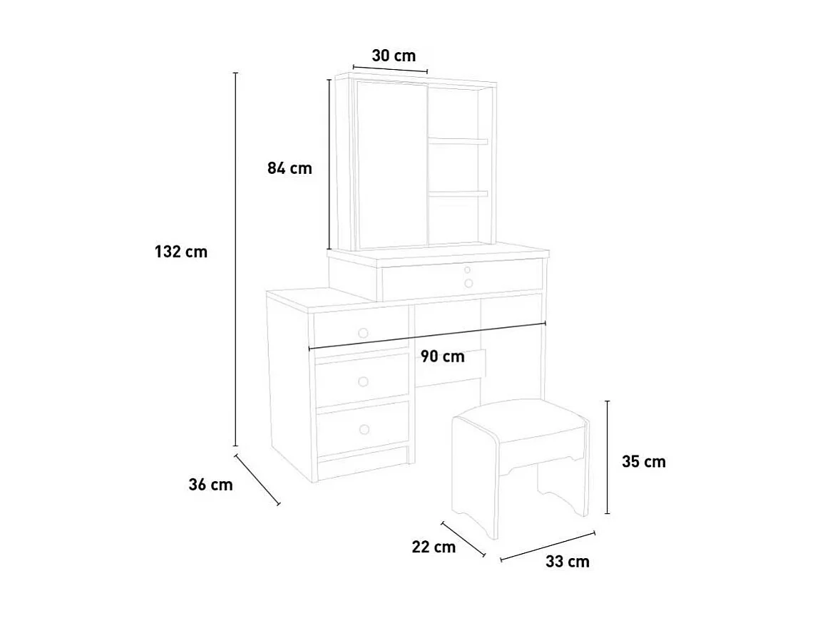 Postazione trucco con specchio scorrevole moderno Berry