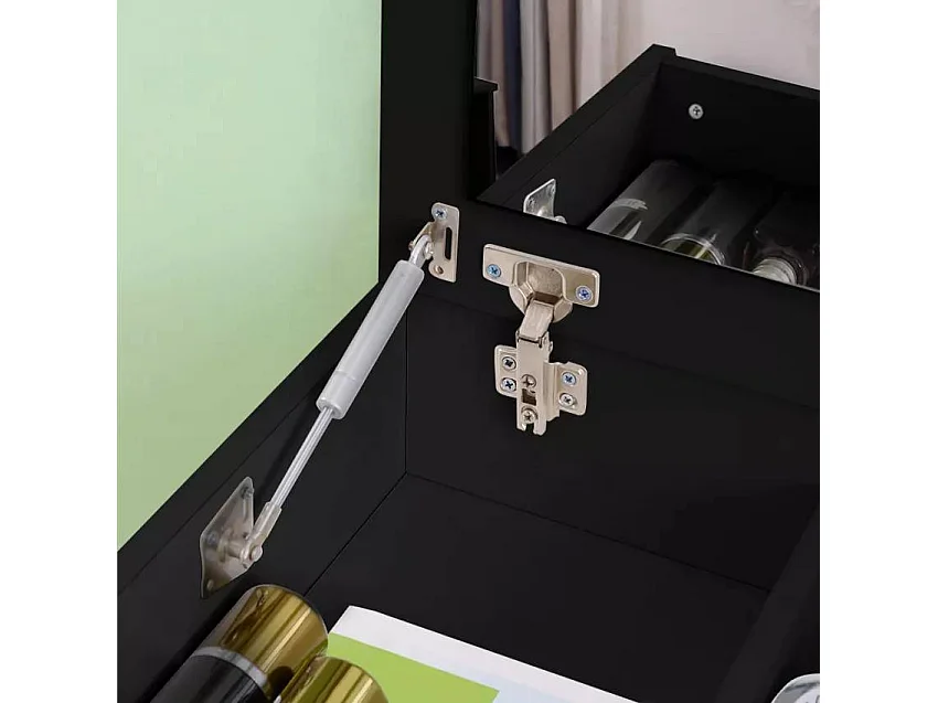 Tocador de maquillaje ahorra espacio negro con espejo Nicole Black