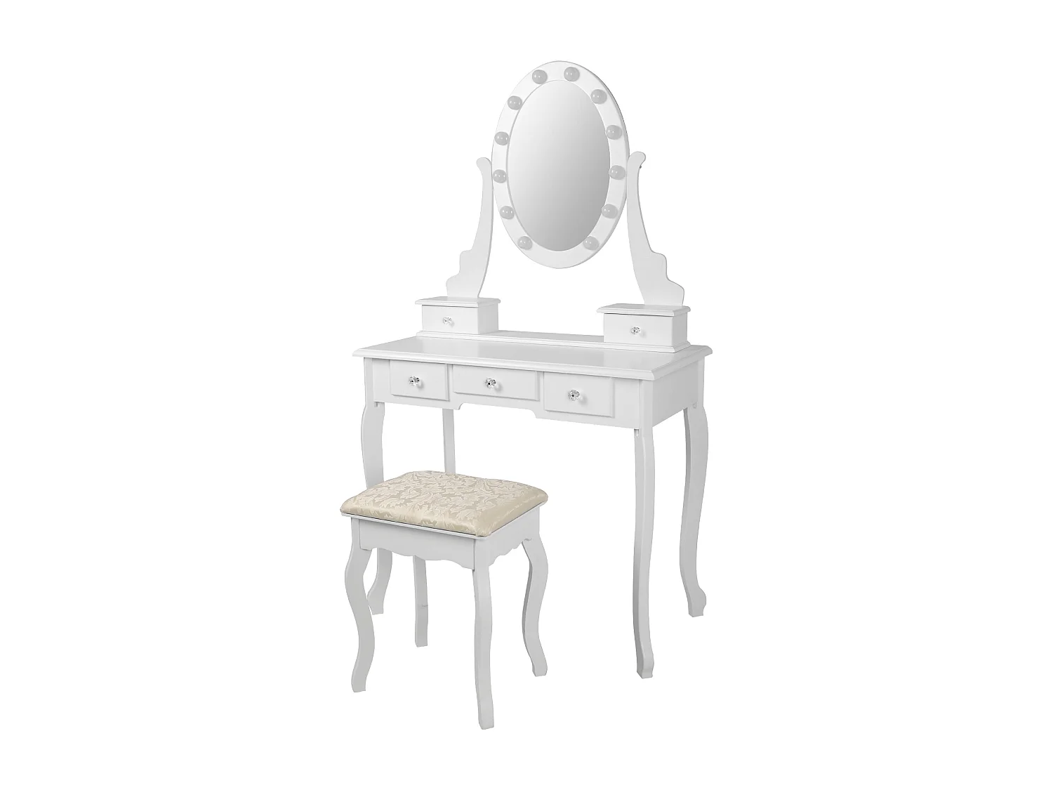 Coiffeuse en bois éclairage led miroir avec tabouret MAXIMA