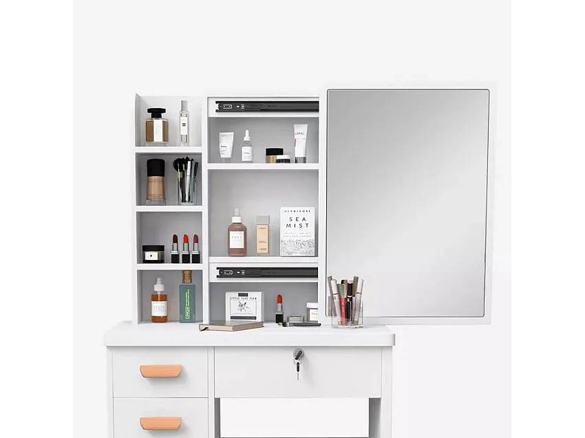 Schminktisch mit Schiebespiegel und Hocker für Schlafzimmer Camilla