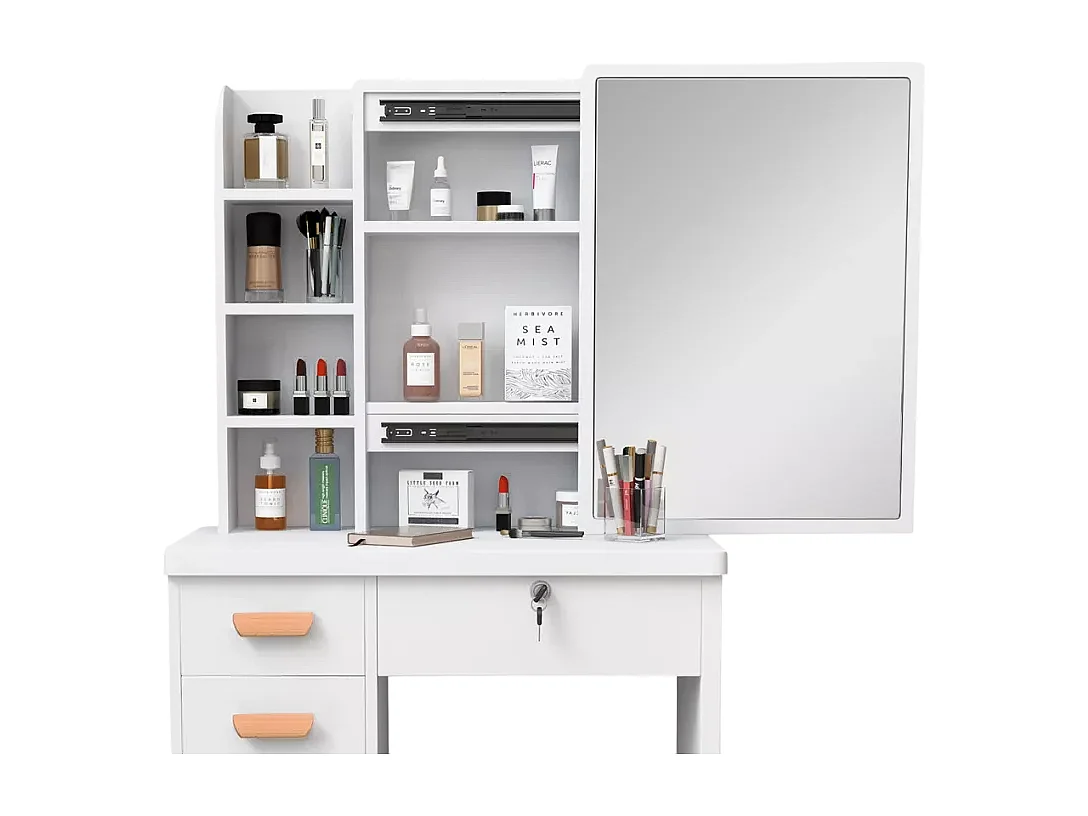 Schminktisch mit Schiebespiegel und Hocker für Schlafzimmer Camilla