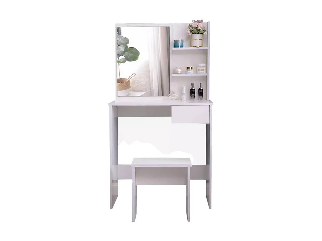 Tocador de maquillaje móvil con espejo cajón y taburete Mayca