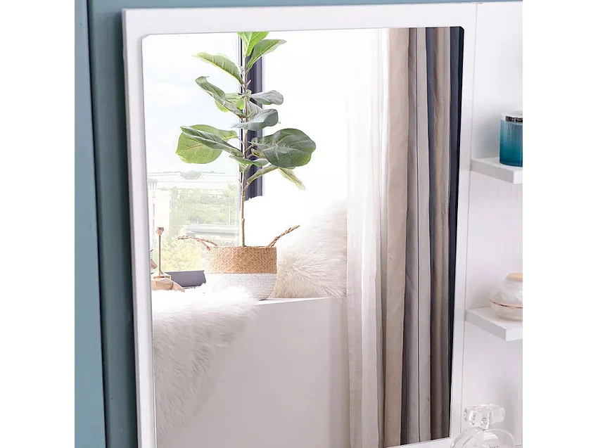 Tocador de maquillaje móvil con espejo cajón y taburete Mayca