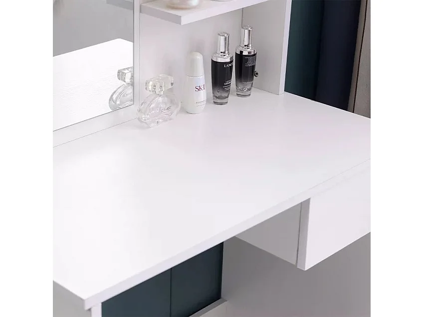 Tocador de maquillaje móvil con espejo cajón y taburete Mayca