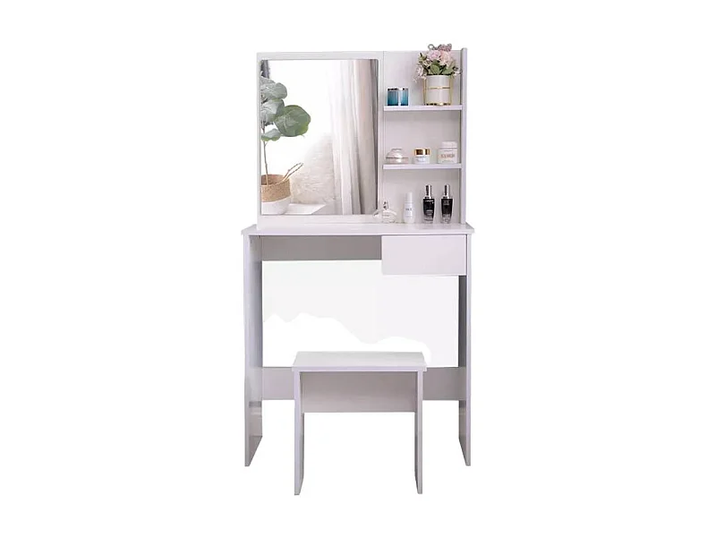 Tocador de maquillaje móvil con espejo cajón y taburete Mayca