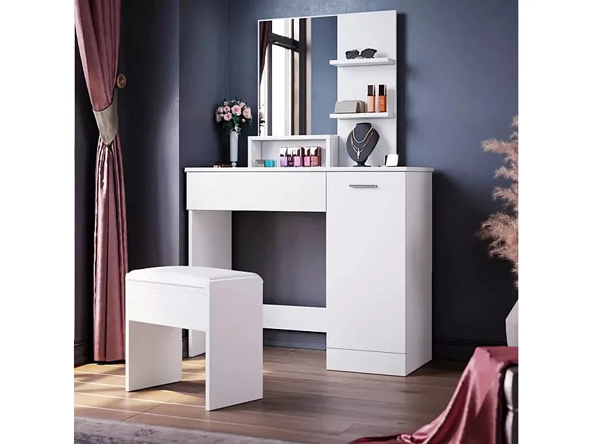 Coiffeuse table de maquillage avec tiroir et miroir moderne SALLY