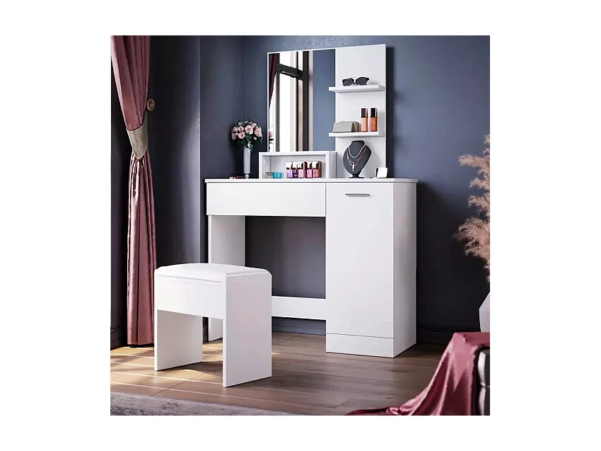 Coiffeuse table de maquillage avec tiroir et miroir moderne SALLY