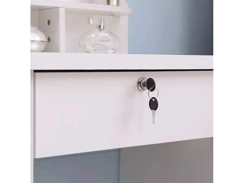 Tocador de maquillaje con espejo de corazón taburete dormitorio Clara